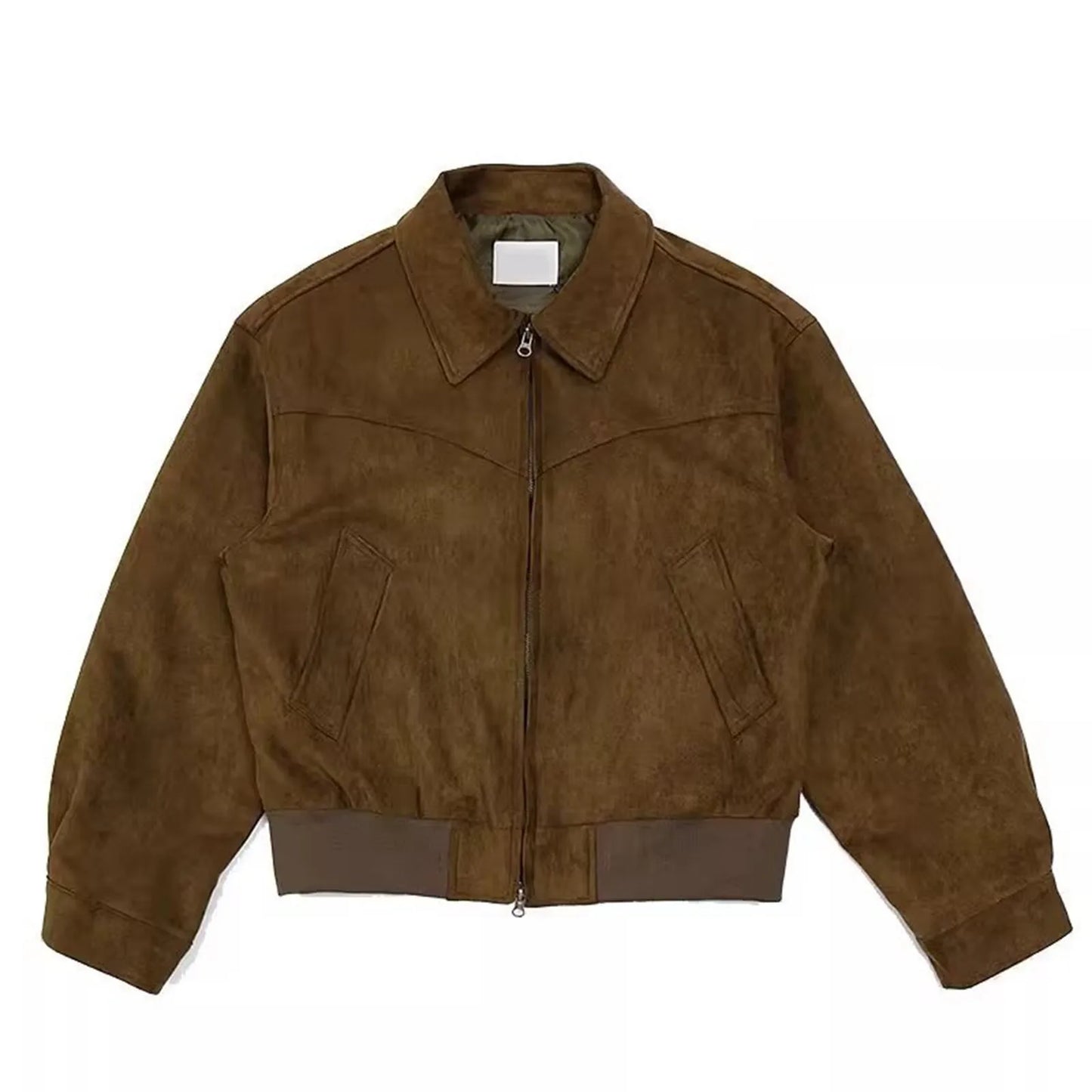 Men'S Suede Jacket, Retro Bomber, Casual Vintage Fashion