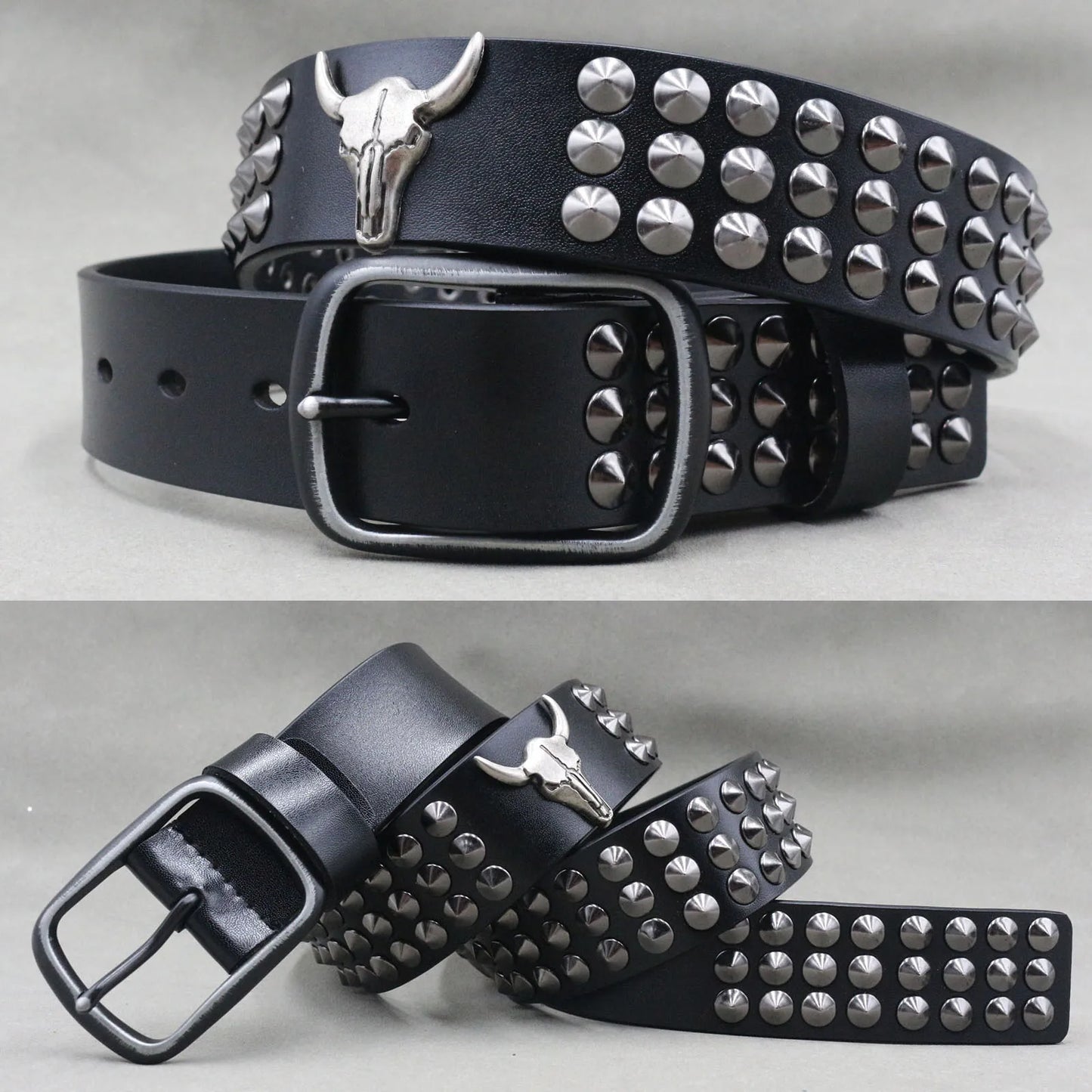 NEW Genuine Leather Heavy Metal Rivet Punk Belts For Men Rock Stud Cowboy Belt Men Ceinture Homme Waist Belt Cinturon Mujer