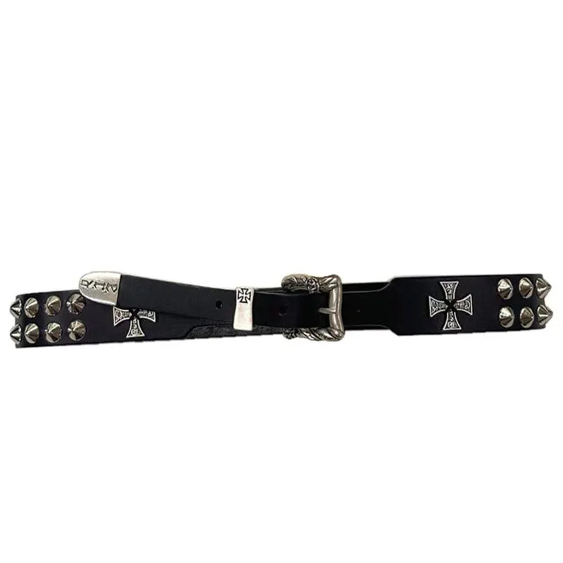 Fashionable New Rivet Pyramid Inlaid Personalized Men Women Belt Punk Style Personalized Eye Decorative Jeans Belt