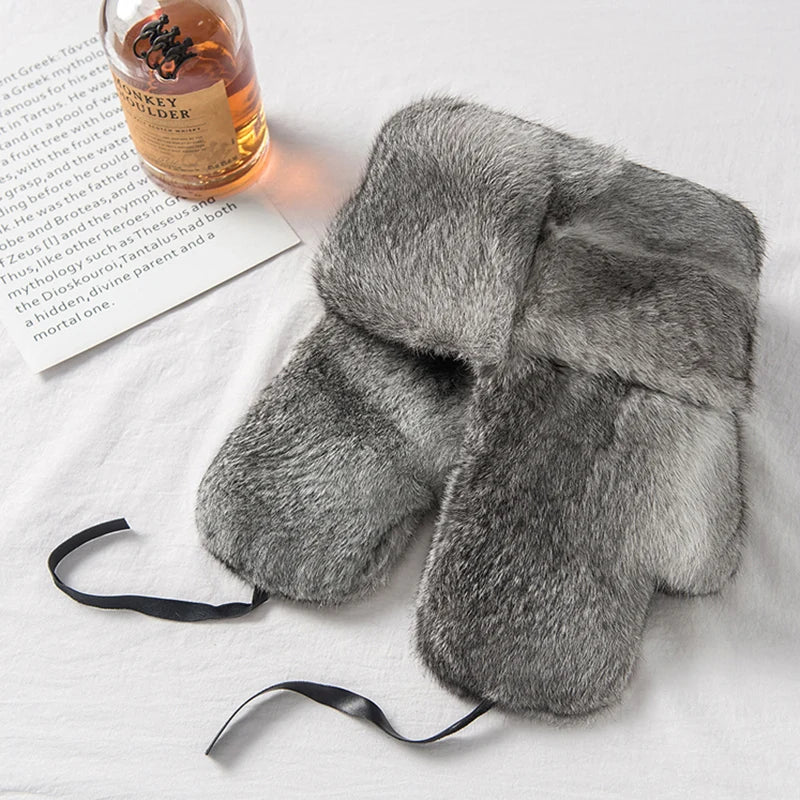 Genuine Rabbit Fur Bomber Hat