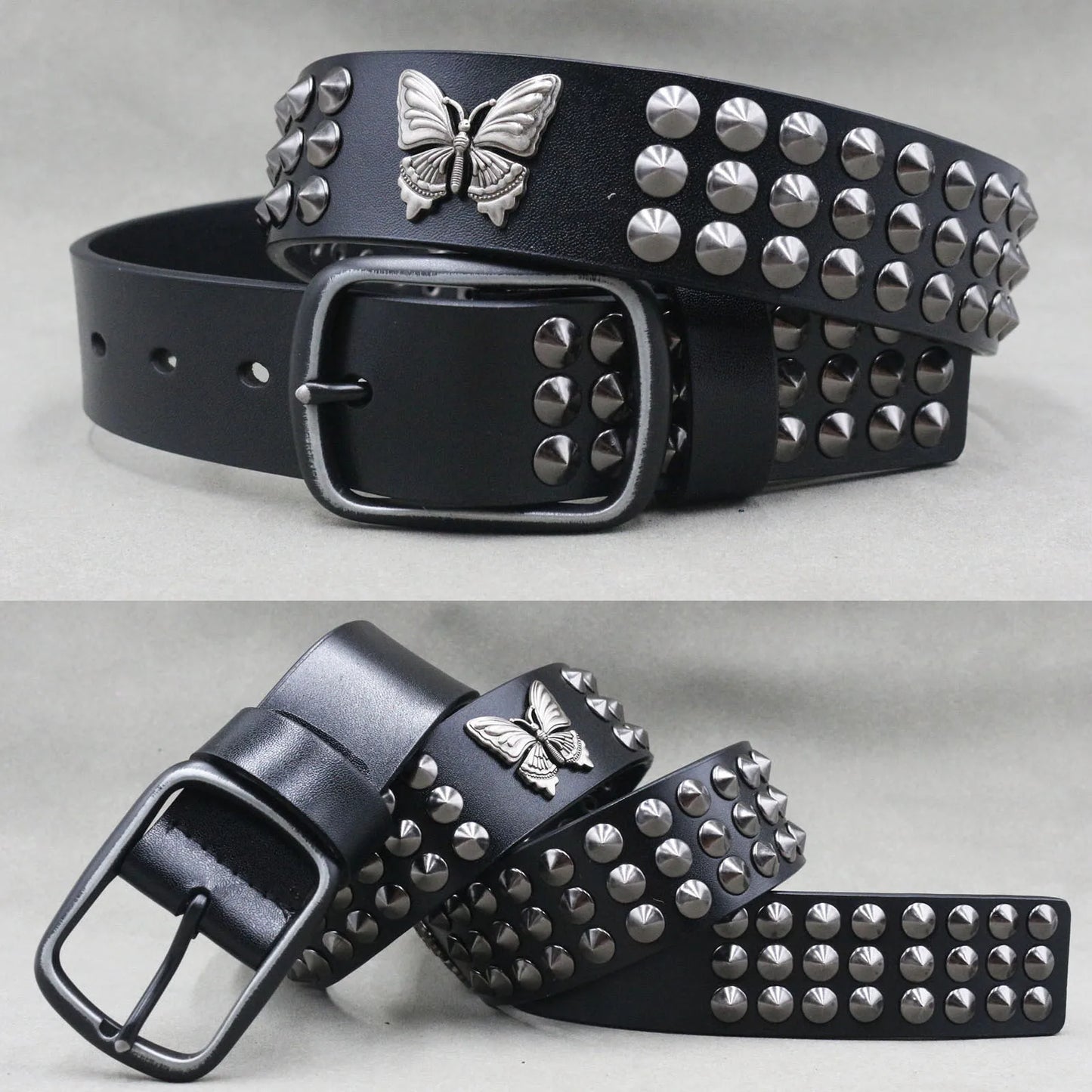 NEW Genuine Leather Heavy Metal Rivet Punk Belts For Men Rock Stud Cowboy Belt Men Ceinture Homme Waist Belt Cinturon Mujer