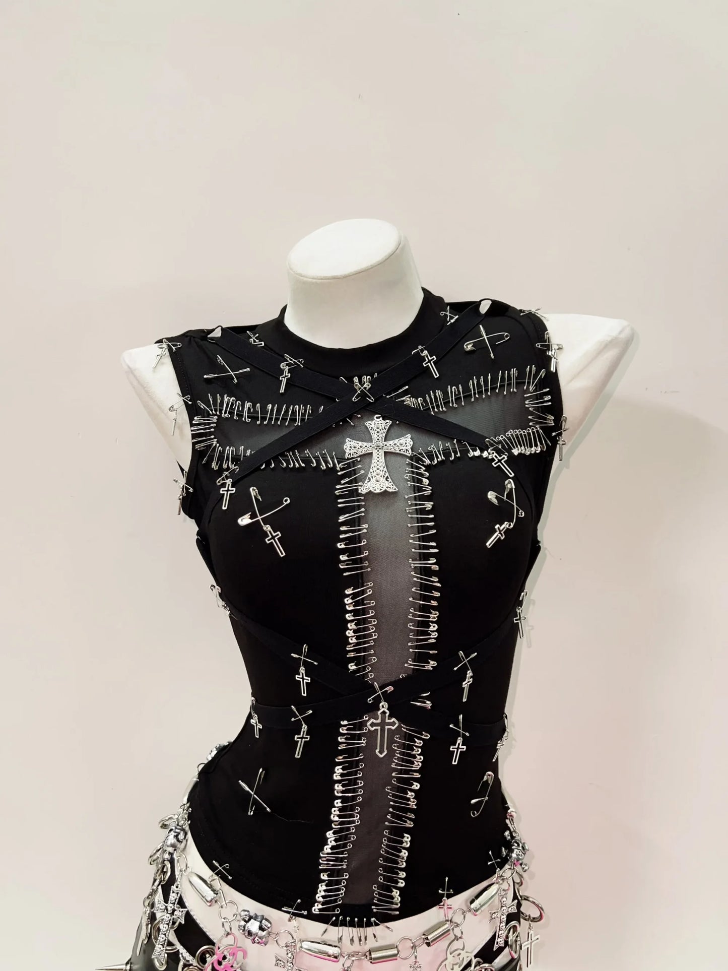 y2k crop top Gothic Cross Tank Tops