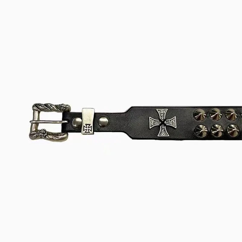 Fashionable New Rivet Pyramid Inlaid Personalized Men Women Belt Punk Style Personalized Eye Decorative Jeans Belt