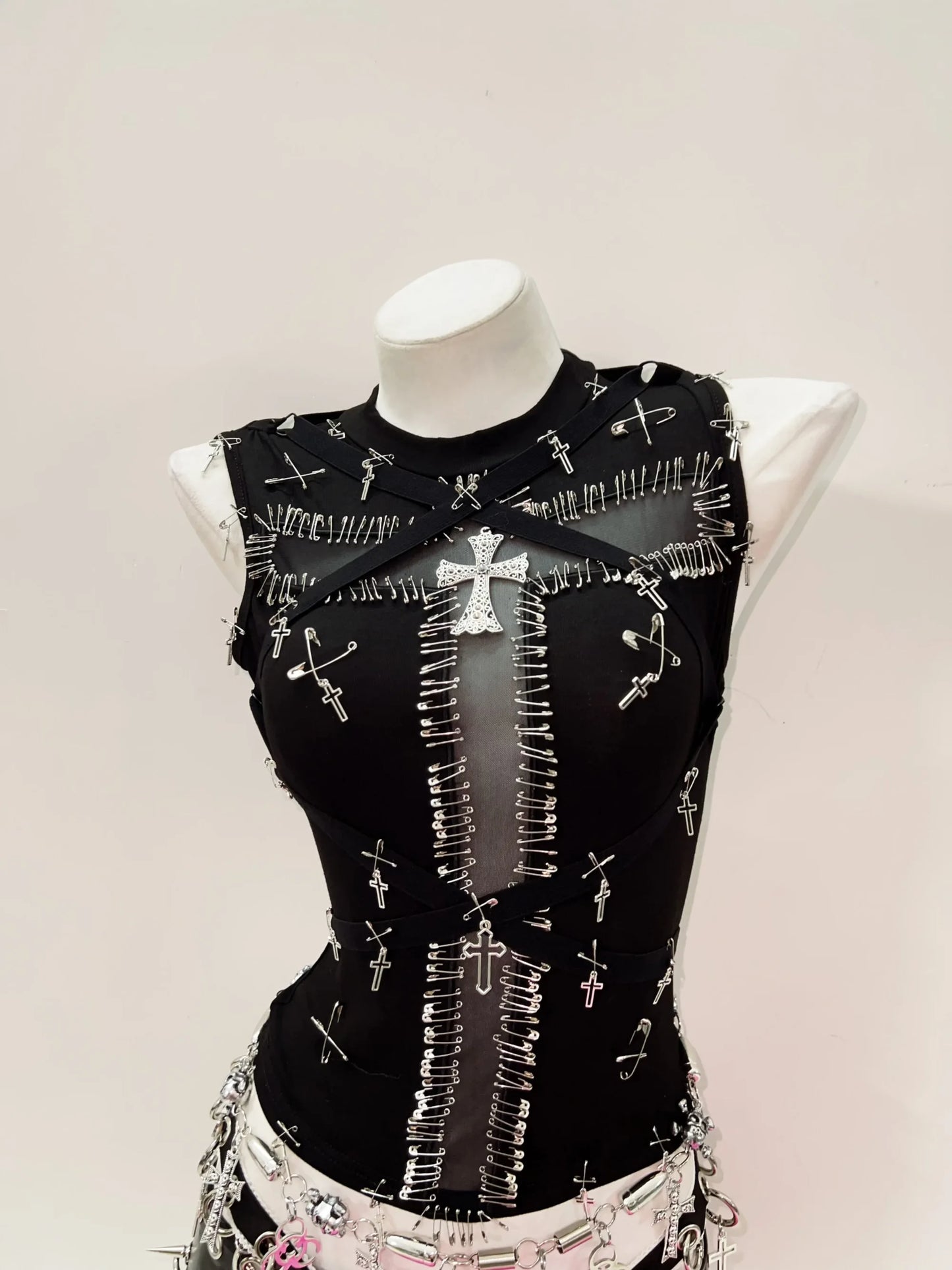 y2k crop top Gothic Cross Tank Tops