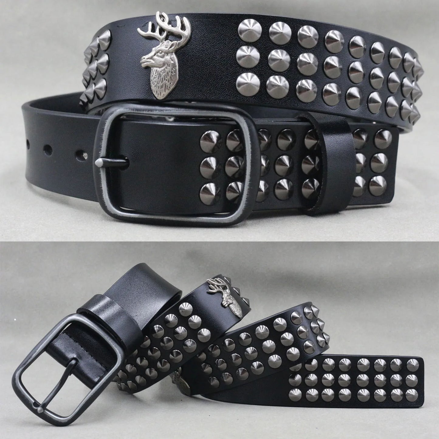 NEW Genuine Leather Heavy Metal Rivet Punk Belts For Men Rock Stud Cowboy Belt Men Ceinture Homme Waist Belt Cinturon Mujer