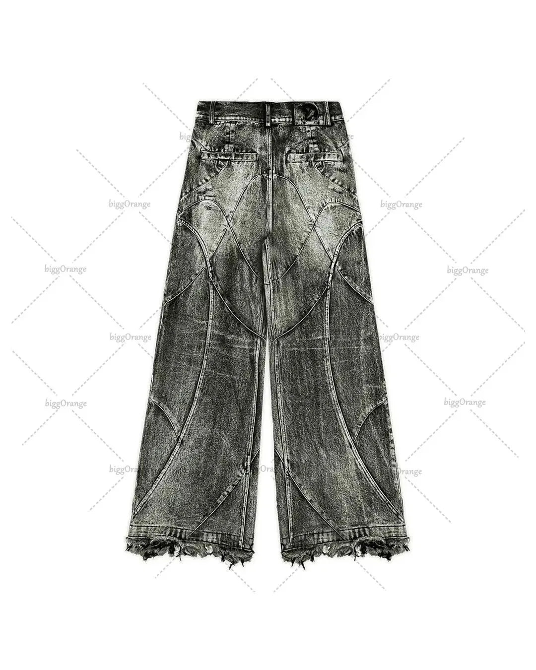 Spliced Design Washed Denim Jeans Men's Streetwear Fashion Straight Leg Denim Pants Hip Hop Trendy Trousers Spring 28W4634