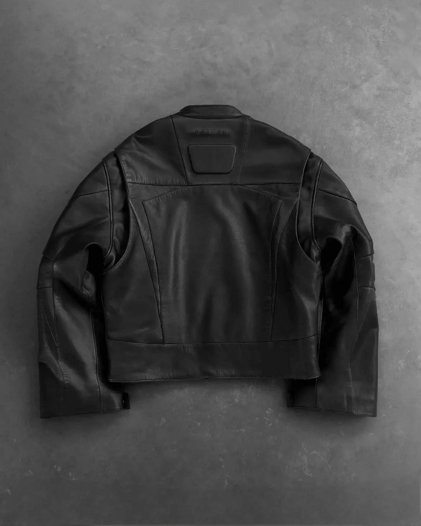 Y2k Vintage Reaven Anthem Leather Jacket Black Loose Geometry Pattern Embroidery Bomber Zip Up Jacke