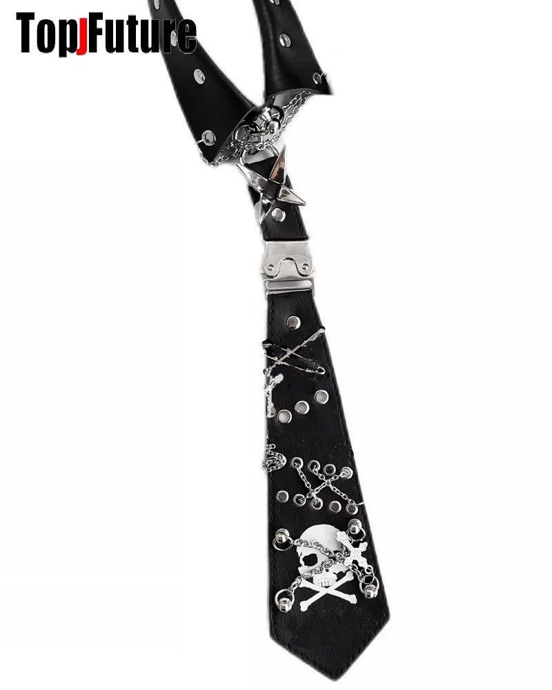 Y2K Women/Men Lazy Goth JK Ties Punk Chain Neck Tie