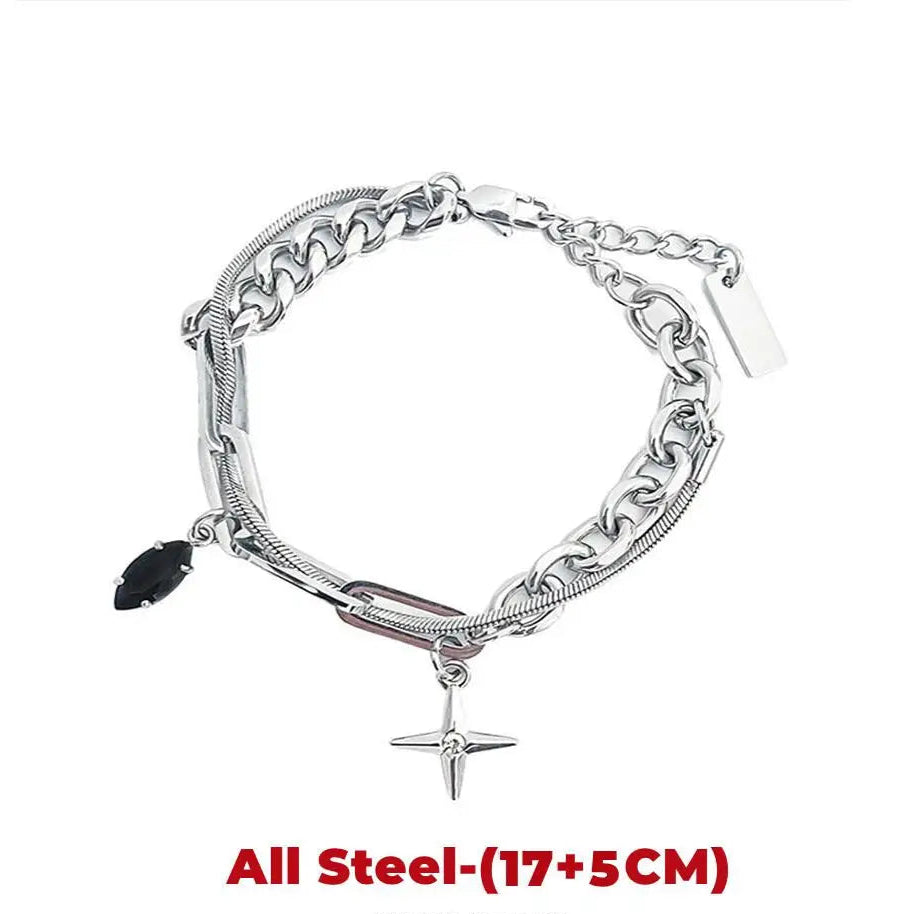 Retro Flame Cross Bracelet For Men Woman Hip Hop Titanium Steel Splice Chain Charm Unisex Jewelry Cool Kpop Luxury Accessories