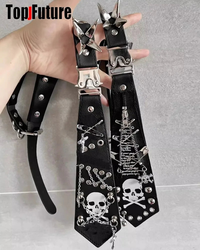 Y2K Women/Men Lazy Goth JK Ties Punk Chain Neck Tie