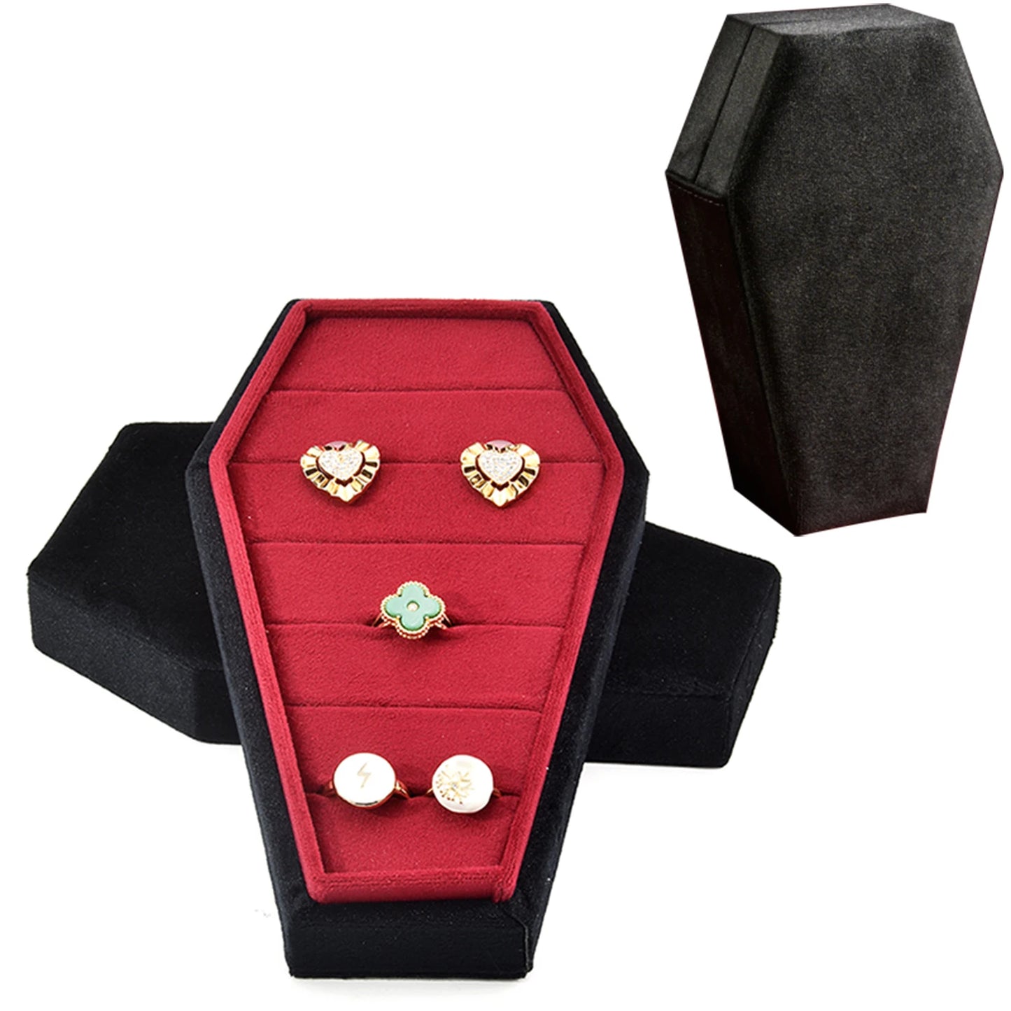 ContexZero Coffin Shape Velvet Jewelry Box Gothic Vampire Red Jewelry Box Ring Necklace Storage