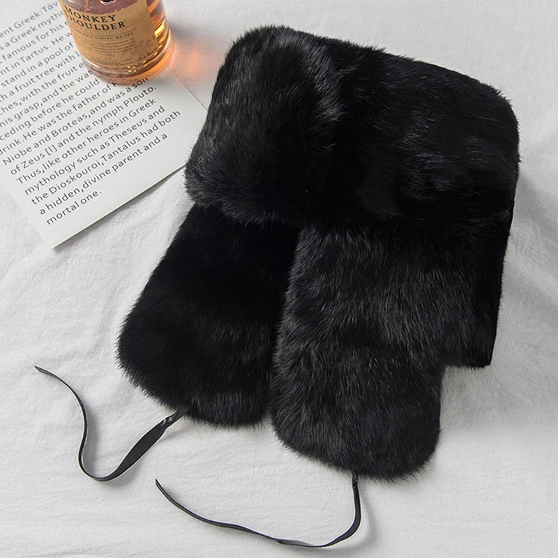 Genuine Rabbit Fur Bomber Hat