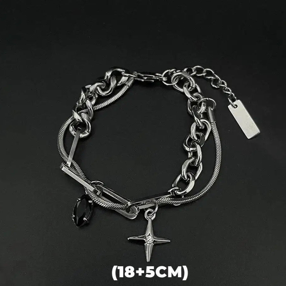 Retro Flame Cross Bracelet For Men Woman Hip Hop Titanium Steel Splice Chain Charm Unisex Jewelry Cool Kpop Luxury Accessories