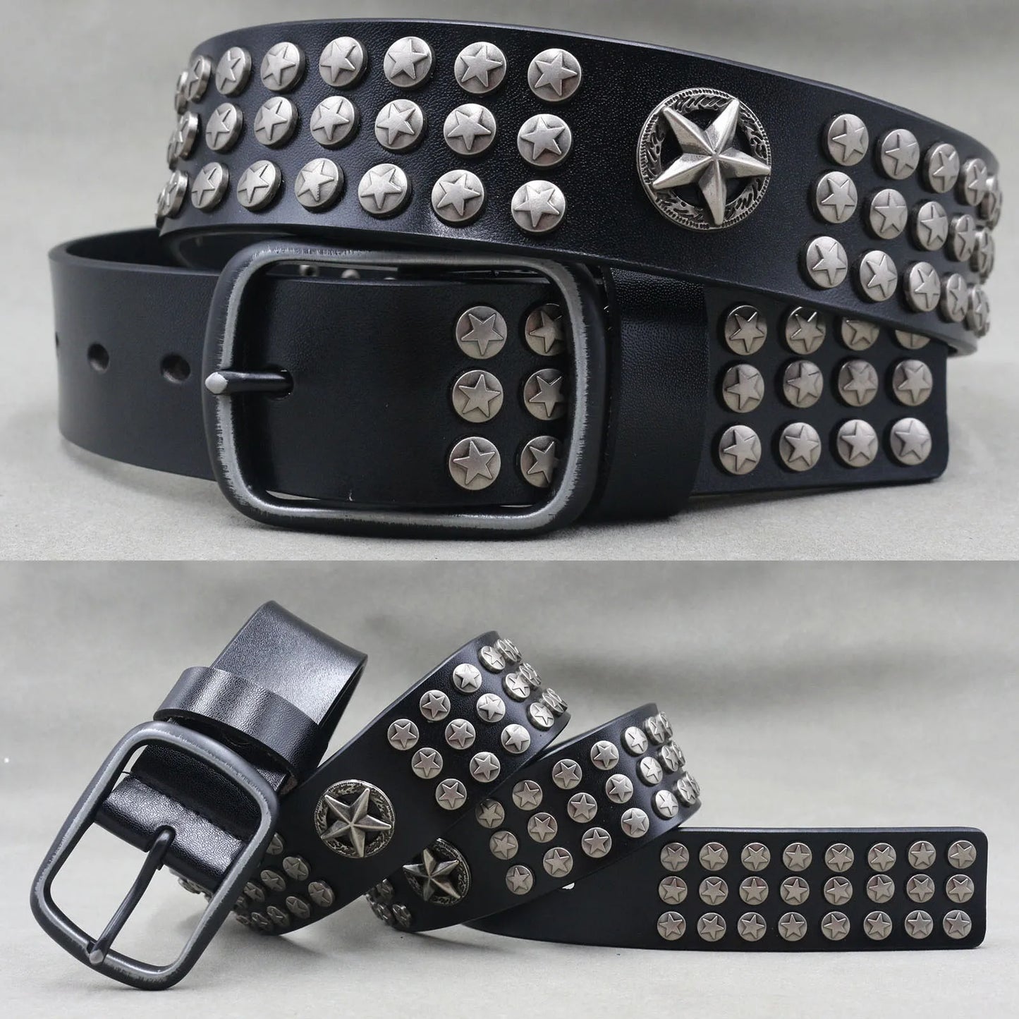 NEW Genuine Leather Heavy Metal Rivet Punk Belts For Men Rock Stud Cowboy Belt Men Ceinture Homme Waist Belt Cinturon Mujer