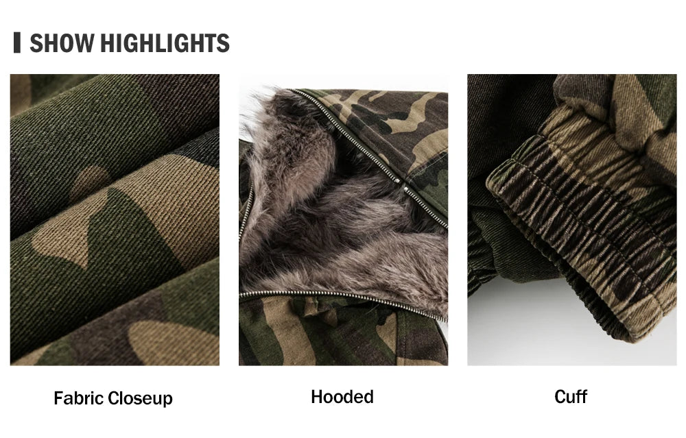 Camouflage Spliced Quilted Jacket Mens Winter High Street Thick Raglan Sleeve Loose Hooded Padded Jacket Men