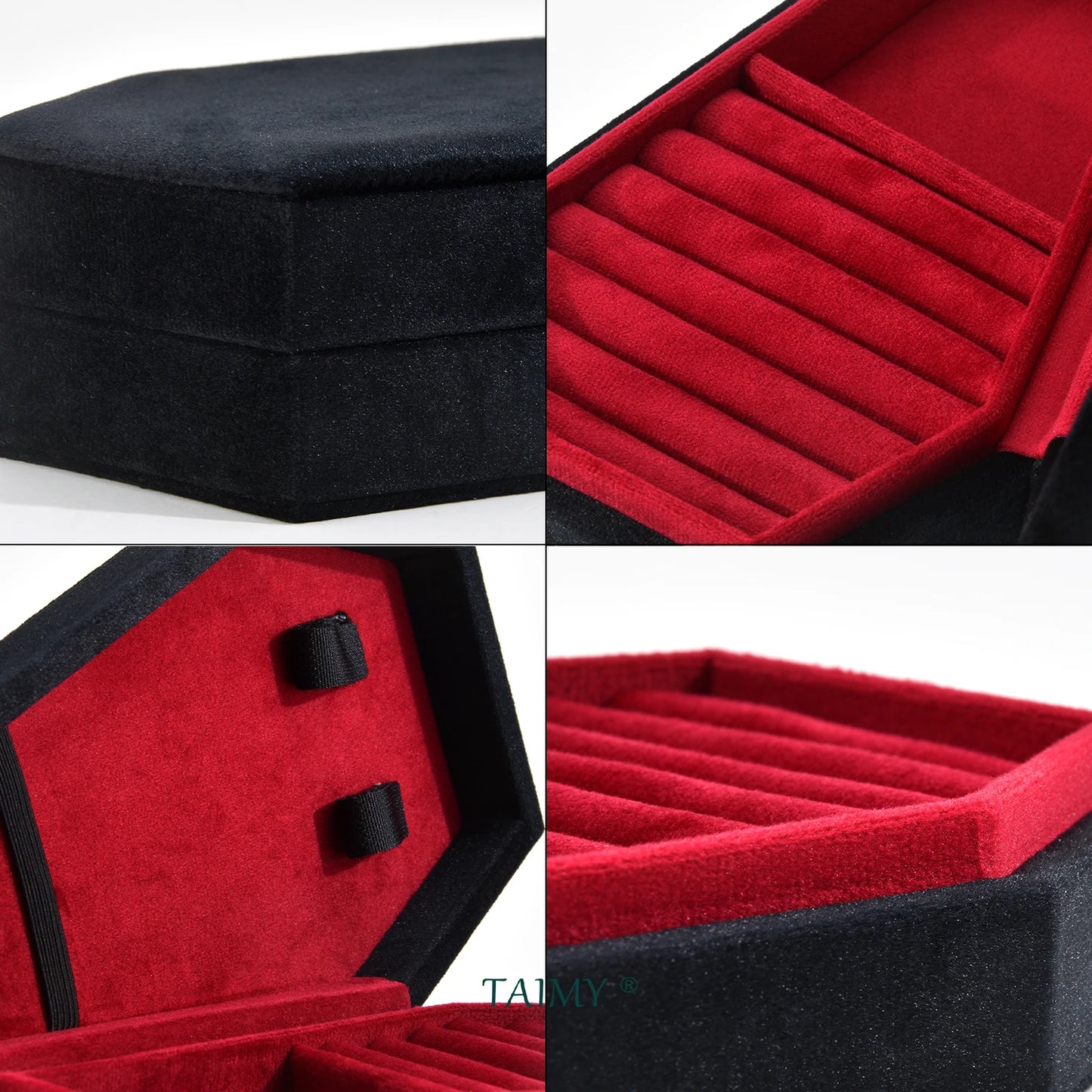 ContexZero Coffin Shape Velvet Jewelry Box Gothic Vampire Red Jewelry Box Ring Necklace Storage