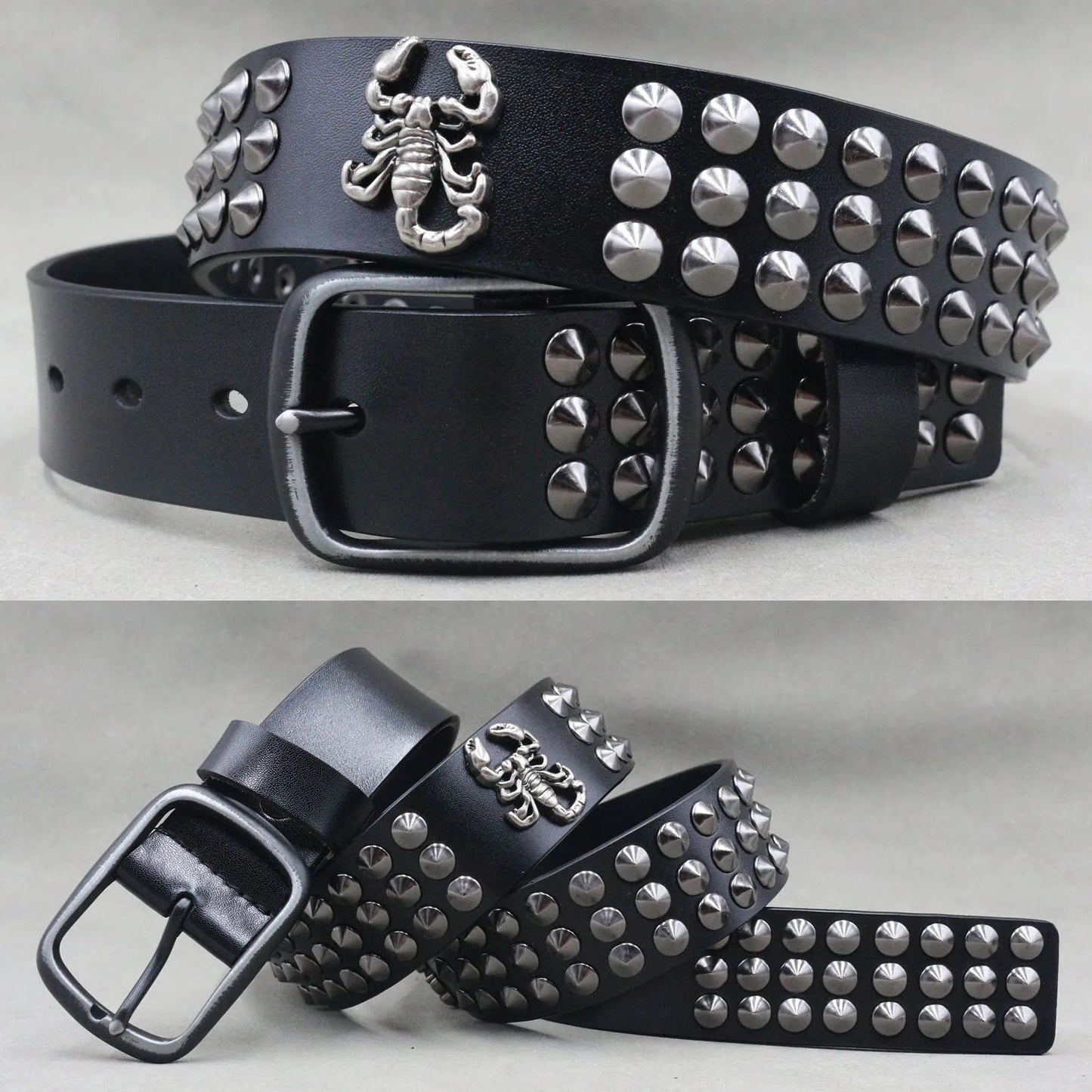 NEW Genuine Leather Heavy Metal Rivet Punk Belts For Men Rock Stud Cowboy Belt Men Ceinture Homme Waist Belt Cinturon Mujer