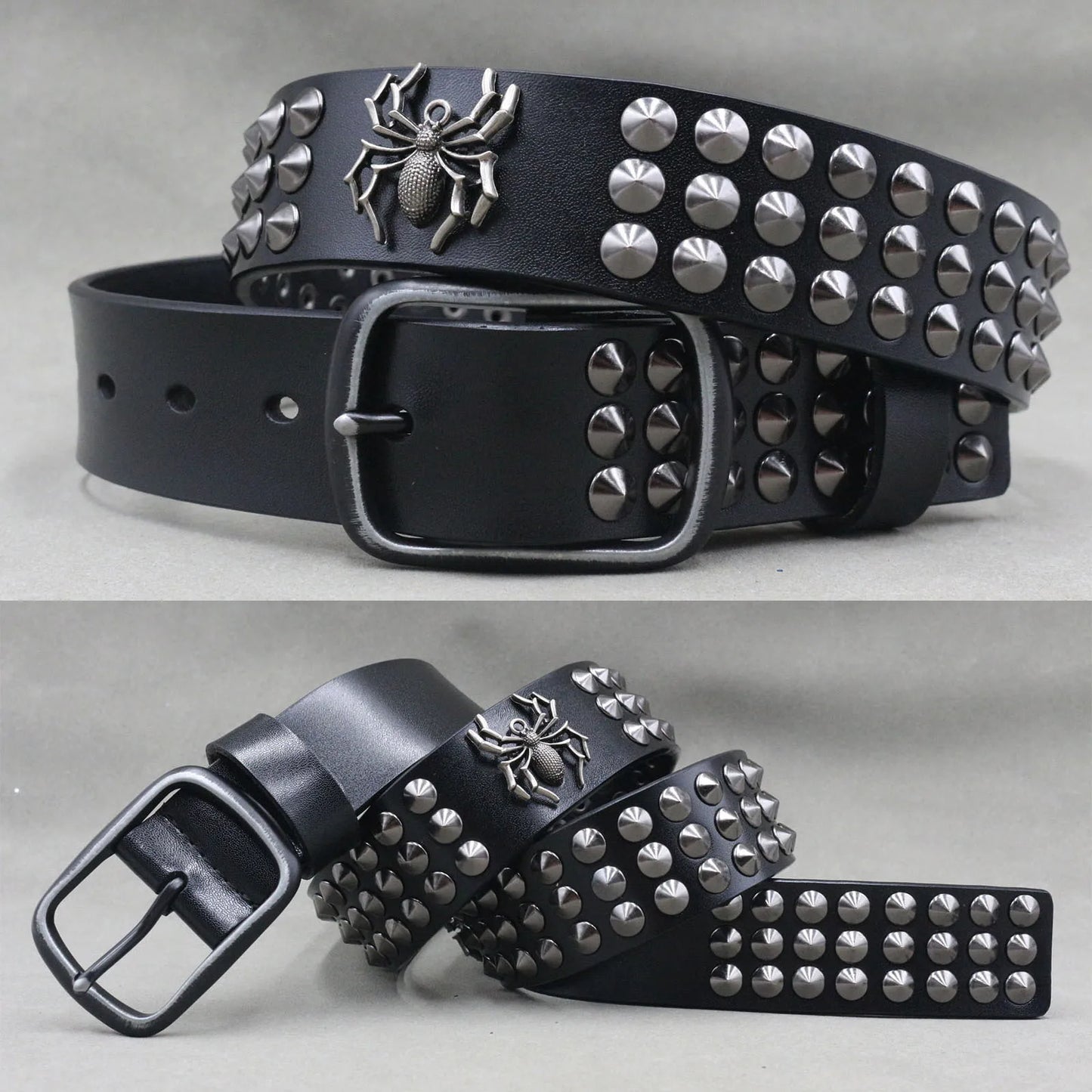 NEW Genuine Leather Heavy Metal Rivet Punk Belts For Men Rock Stud Cowboy Belt Men Ceinture Homme Waist Belt Cinturon Mujer