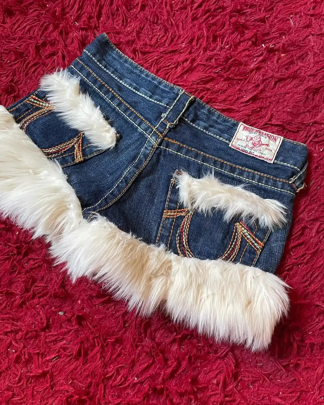 Y2K Mini Skirt Retro Gothic Embroidery Sexy Spicy Girl Artificial Fur Slim Denim Short Skirt Casual Hip-hop Skirt A-line