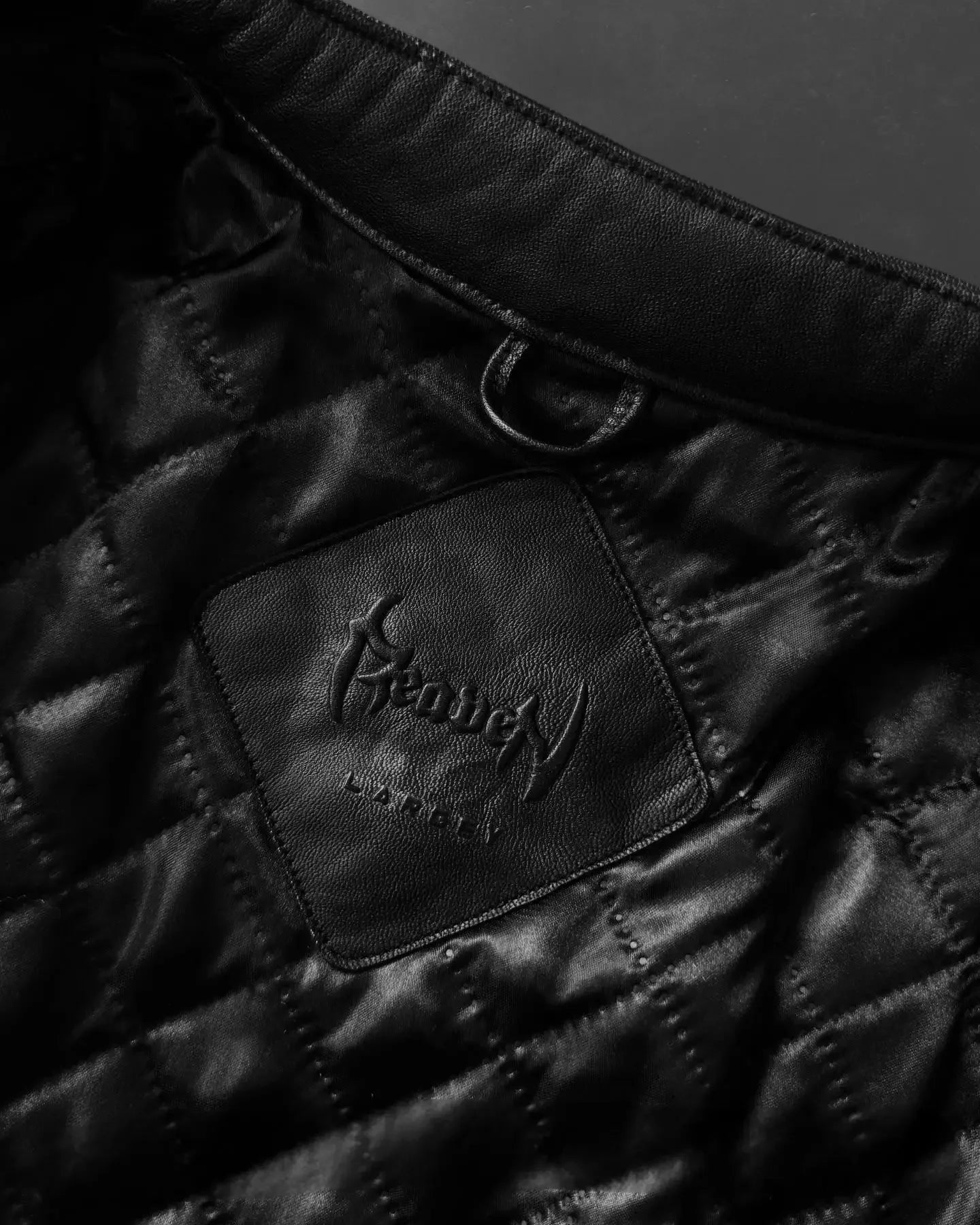 Y2k Vintage Reaven Anthem Leather Jacket Black Loose Geometry Pattern Embroidery Bomber Zip Up Jacke