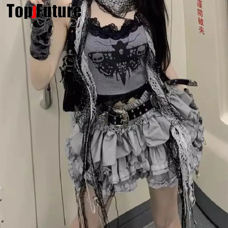 Women Spice Girl Gothic tutu Skirts Punk Grunge Rock Pompon Skirt Harajuku Streetwear Y2K Girl bouffant skirts Bog Standard Gown